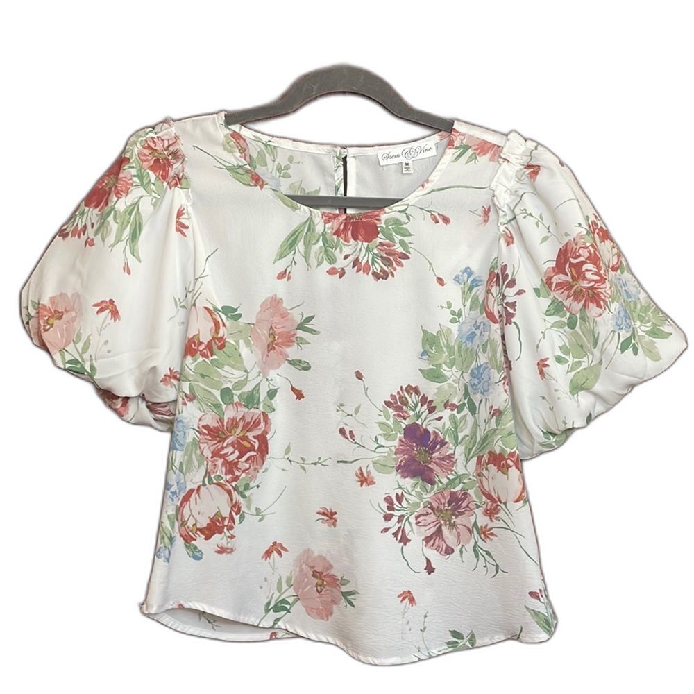 Stem & Vine bubble sleeve floral top